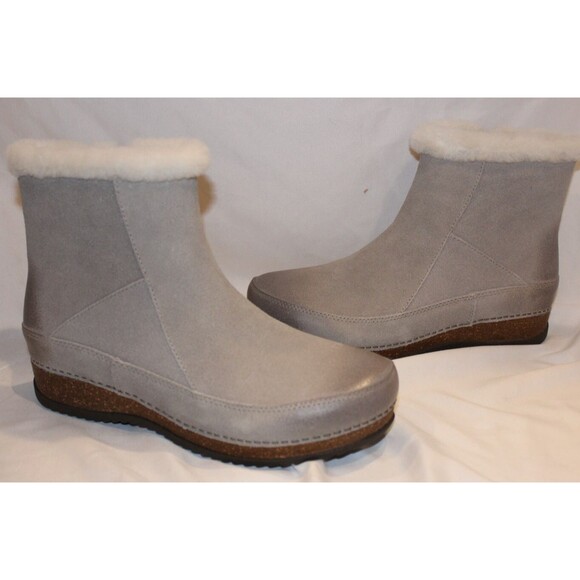 Dansko Womens Mitzy Burnished Suede Fur Cuff Stone Bootie EU 40 US‎ 9.5-10 - Picture 3 of 7